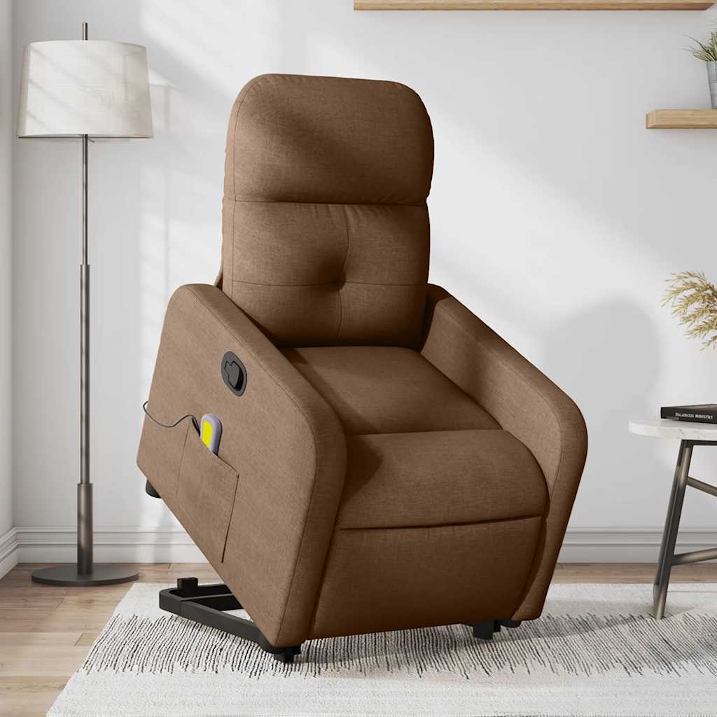 Vidaxl Lift-Up Massage Chair, Reclining, Brown, Fabric Upholstered