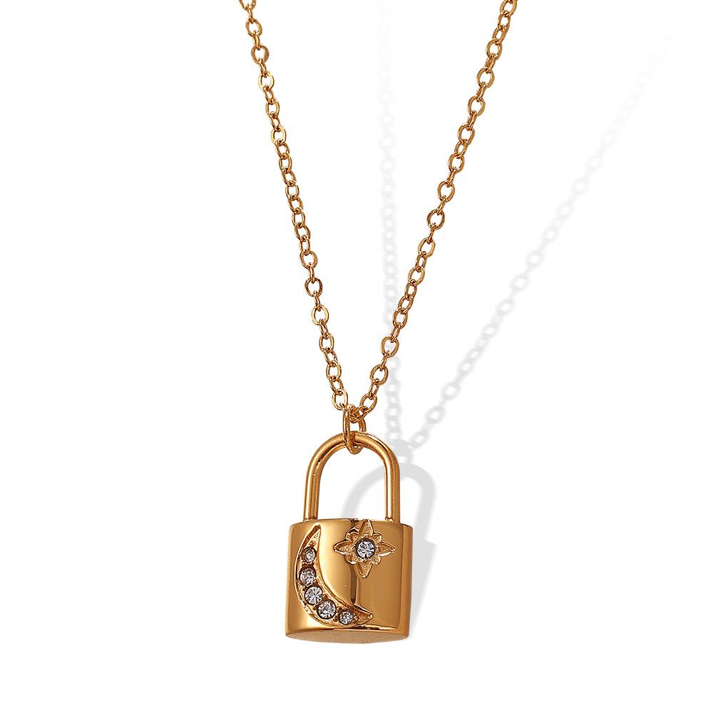 European and American Style Women's Chic All-Match Lock Necklace Temperament Personal Accessories Plated 18K Gold