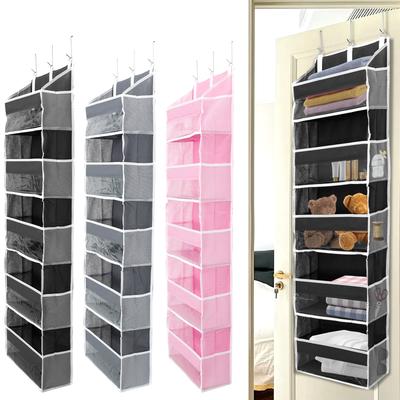 Závěsný organizér za dveře s 5 velkými kapsami a 10 bočními síťovanými kapsami pro koupelnu a ložnici