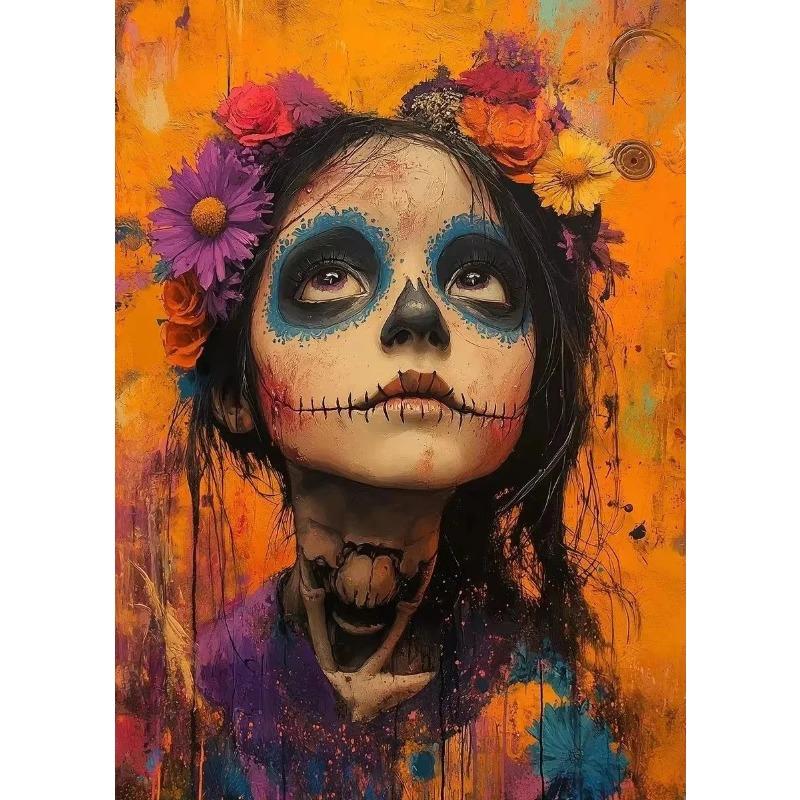Mexican Day of The Dead La Catrina Sugar Skull Girls Poster Prints Gothic Canvas Painting Art Picture for Room Home Decor