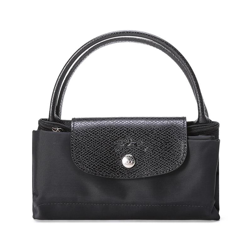Longchamp Le Pliage Green 23 Short Handle Zipper Closure Recycled Canvas Dumpling Tote Bag Small Women tote bags Black 1621919001