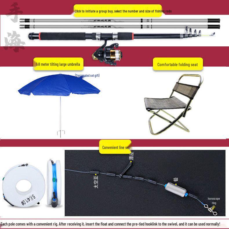 Complete Fishing Rod and Tackle Set - Hand Rod, Sea Rod & Accessories