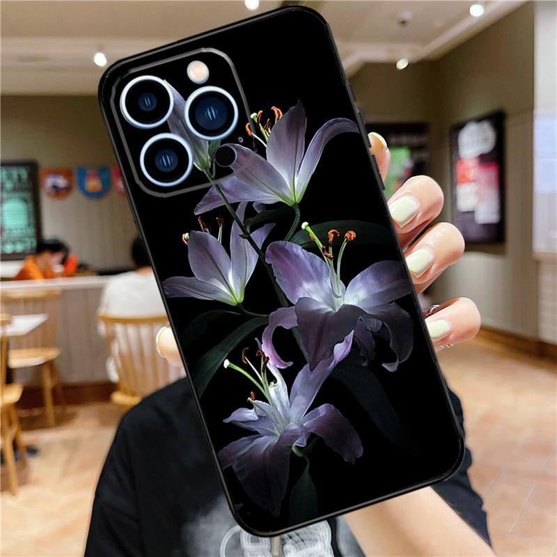 Colorful Flower Lily Case For iPhone 17 15 14 13 12 11 16 Pro Max Mini Plus 16e 17 Air Bumper Cover Accessories