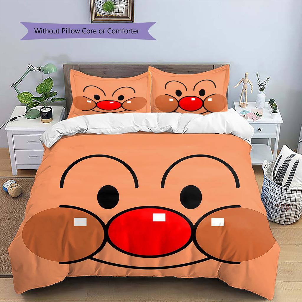 Anpanman Pattern Bedding Quilt Set  Home Decoration  Gift (1 * duvet cover + 2 * pillowcase  without core)