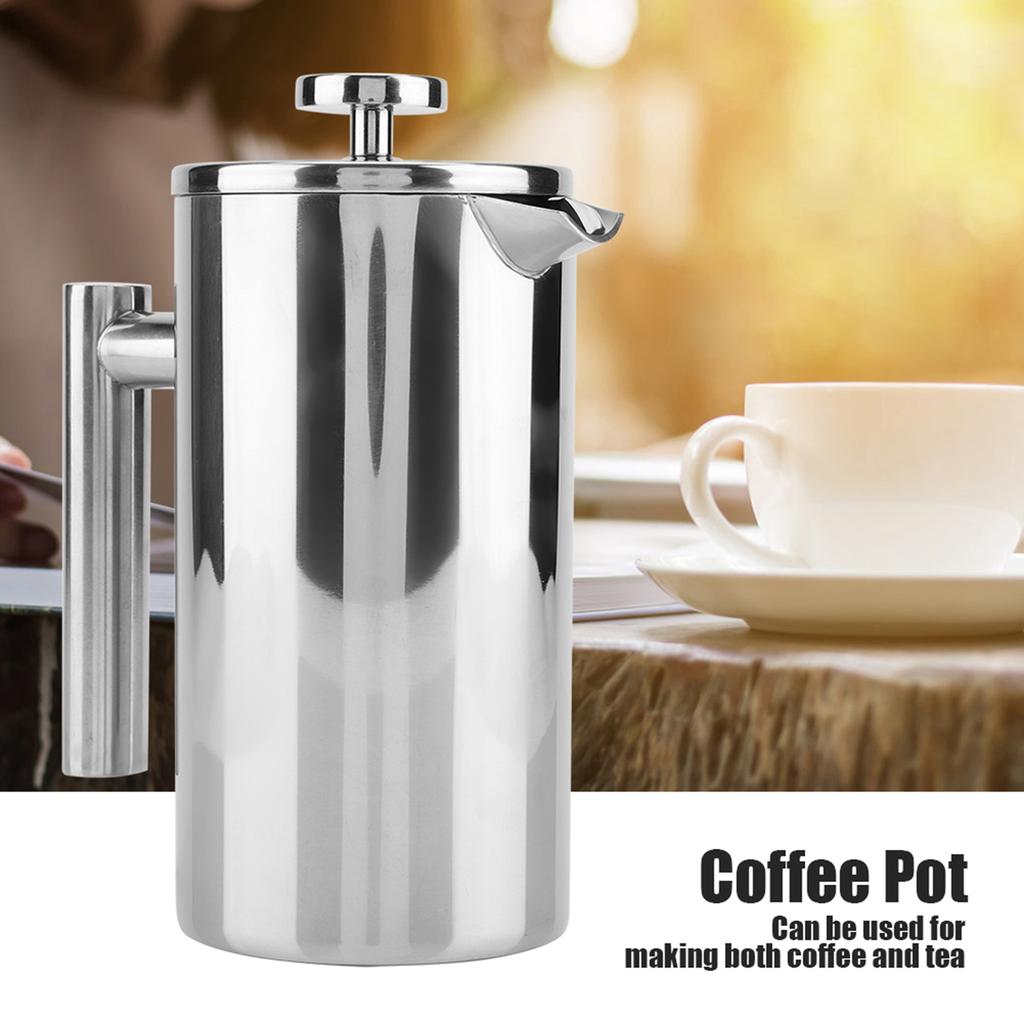 Double Walled Stainless Steel Coffee Maker French Press T Pot with Filter (800ML)