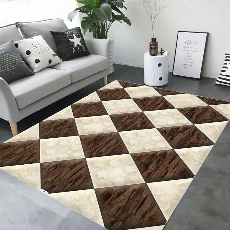 

3D Printed Geometric Pattern Carpet Nordic Minimalist Design Living Room Mat Rug Home Decoration Gold Accent Sofa Floor Decor 40x60cm