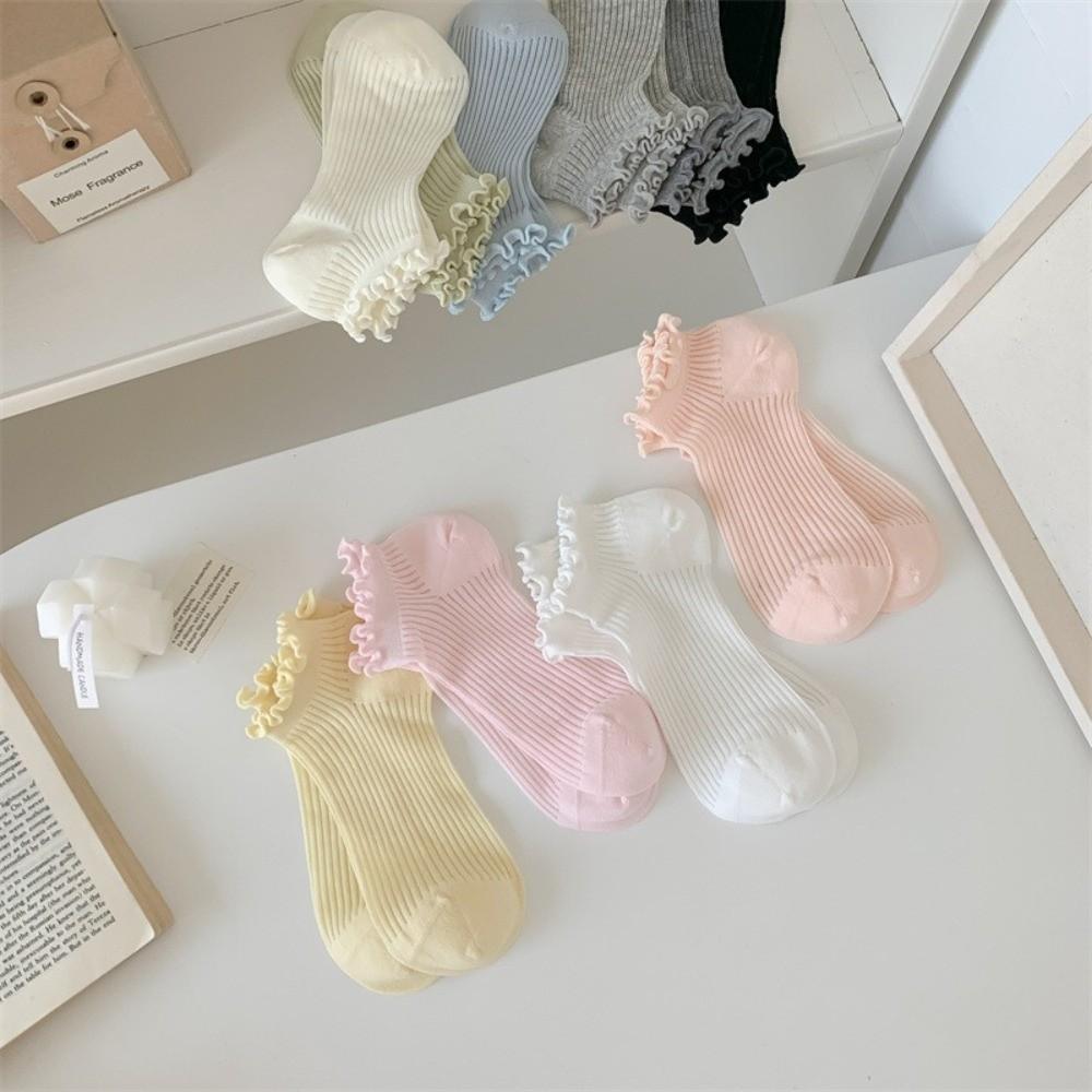 Cotton Ruffle Socks Breathable Short Socks Sweet Lace Ruffle Socks for Daily Wear