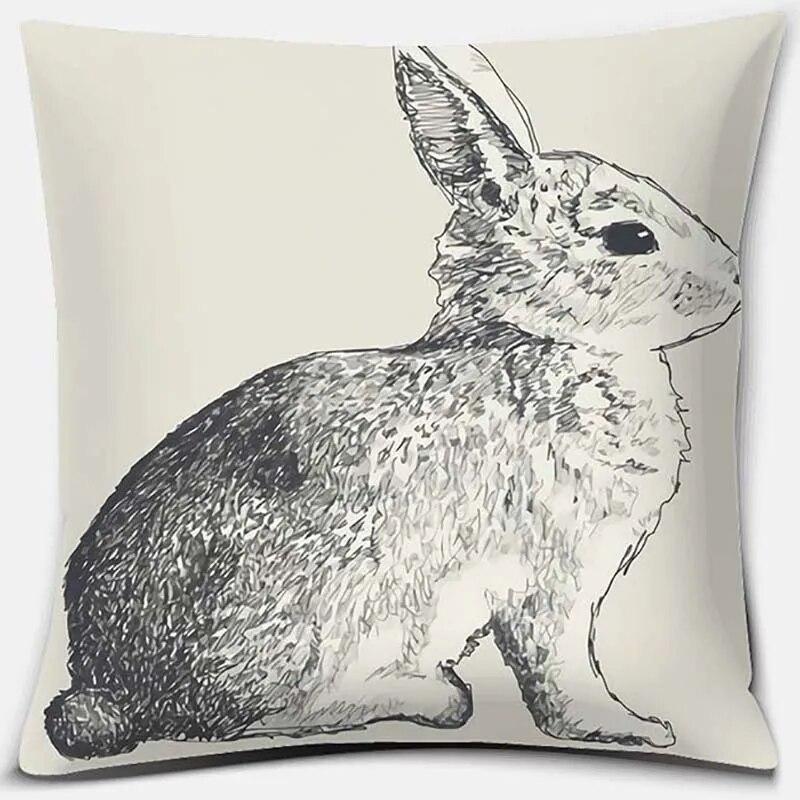Cute Rabbit Series Pattern Pillowcase Square  Home Office Decoration