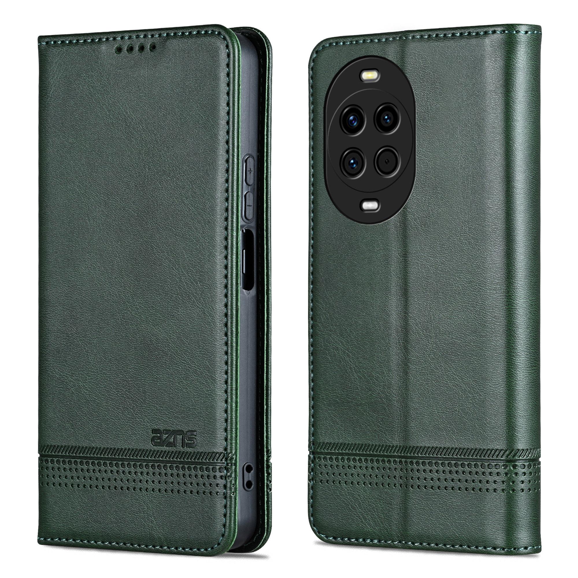 

AZNS For Huawei nova 14 5G Case Cowhide Texture PU Leather Wallet Phone Cover Green
