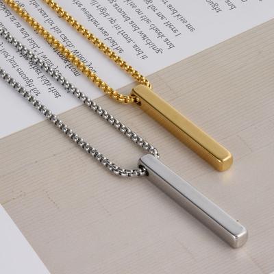 Jewelry Cuboid Pendant Choker Square Pearl Chain Stainless Steel Necklaces For Women Men Accessories 45/50/60cm Minimalism Gift