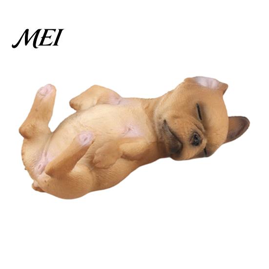 Decorative Dog Statue Simulated Sleeping Model, Realistic Lying French Bulldog Figurine, Mini Handcrafted Figurine PVC Animal Educational Toy