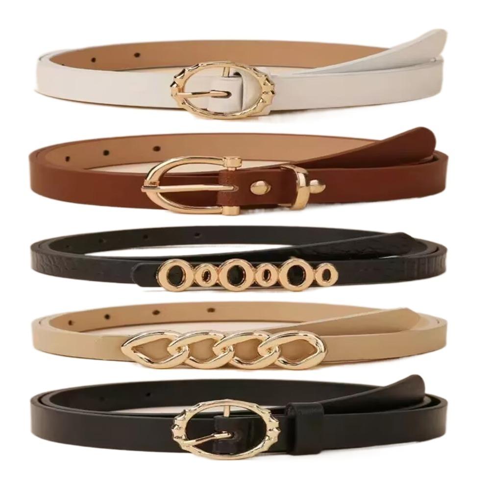 

5Pcs/Set Butterfly Button PU Leather Girdle Simple Waistband Fashion Retro Pin Buckle Belt Pants 2