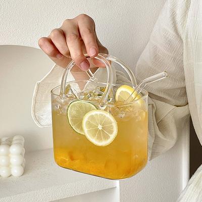 Creative Portable Handbag Glass,Cocktail Glass,Fun Fruit Wine Glass,INS Style Bag Glass with Straws,Bar Tools,Personalized Gifts