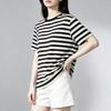Women's 100% Mulberry Silk Striped Short-Sleeve T-Shirt