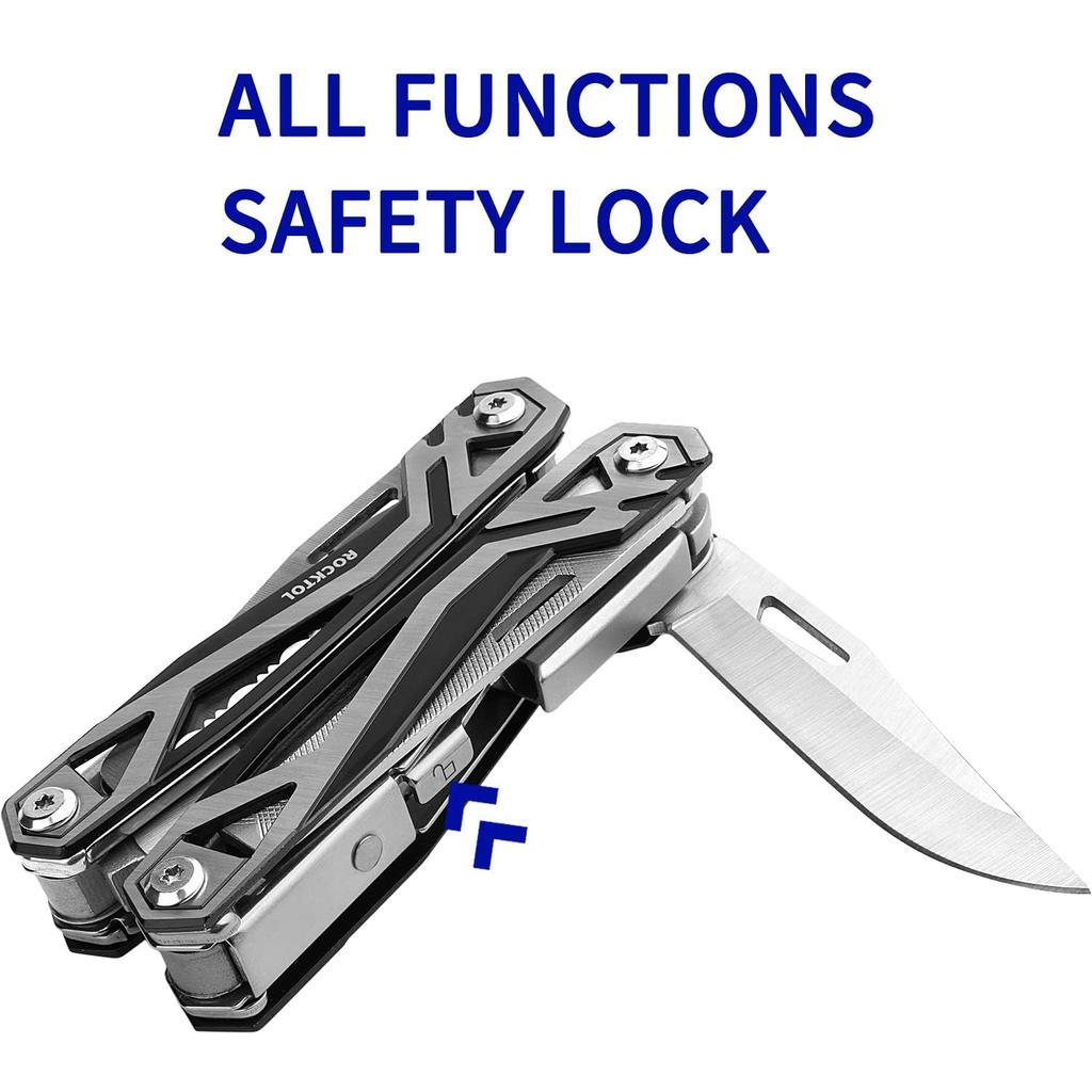 ROCKTOL Set with Stainless Steel Perfect for and Gift for Dad or Men Multi-Function Pliers, 21-in-1 Multi-Tool Pliers, Survival, Camping, Hunting,