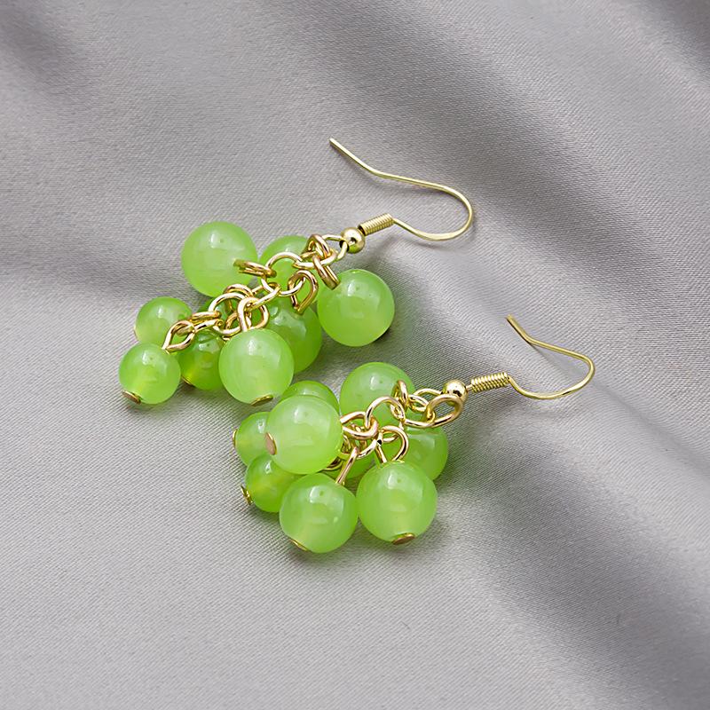 Spring And Summer Handmade Beaded Green Grape Earrings Sweet Soft Sister Fruit Earrings