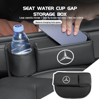 Wlfx3 For Benz Car Logo Universal Seat Gap Slit Pocket Organizer Card Bottle Cups Holder AMG Exclusive A C E R V Class CLA CLS C180