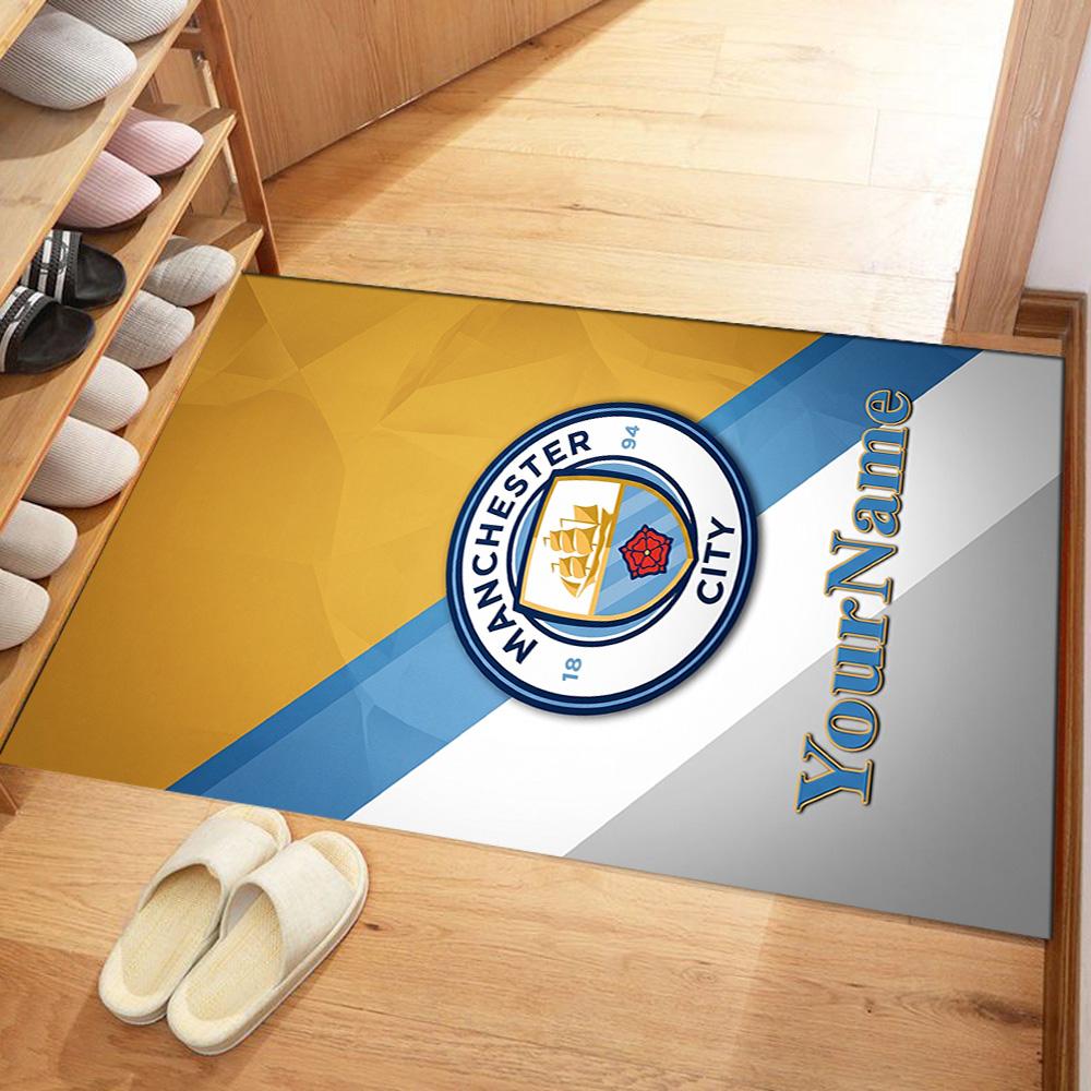 Manchester City Customized Name Area Rug Perfect for Entryway Hallway Decorate room Playrooms Anti-slip Rug Anime Office Decor Birthday/Christmas Gift