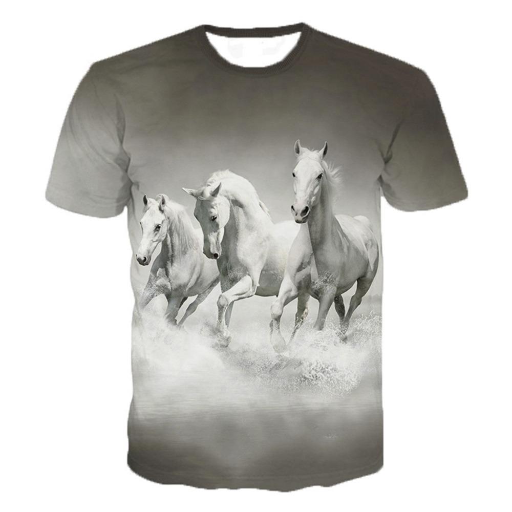Summer hot selling trend cute 3D printed animal horse print pattern personalized casual comfortable T-shirt