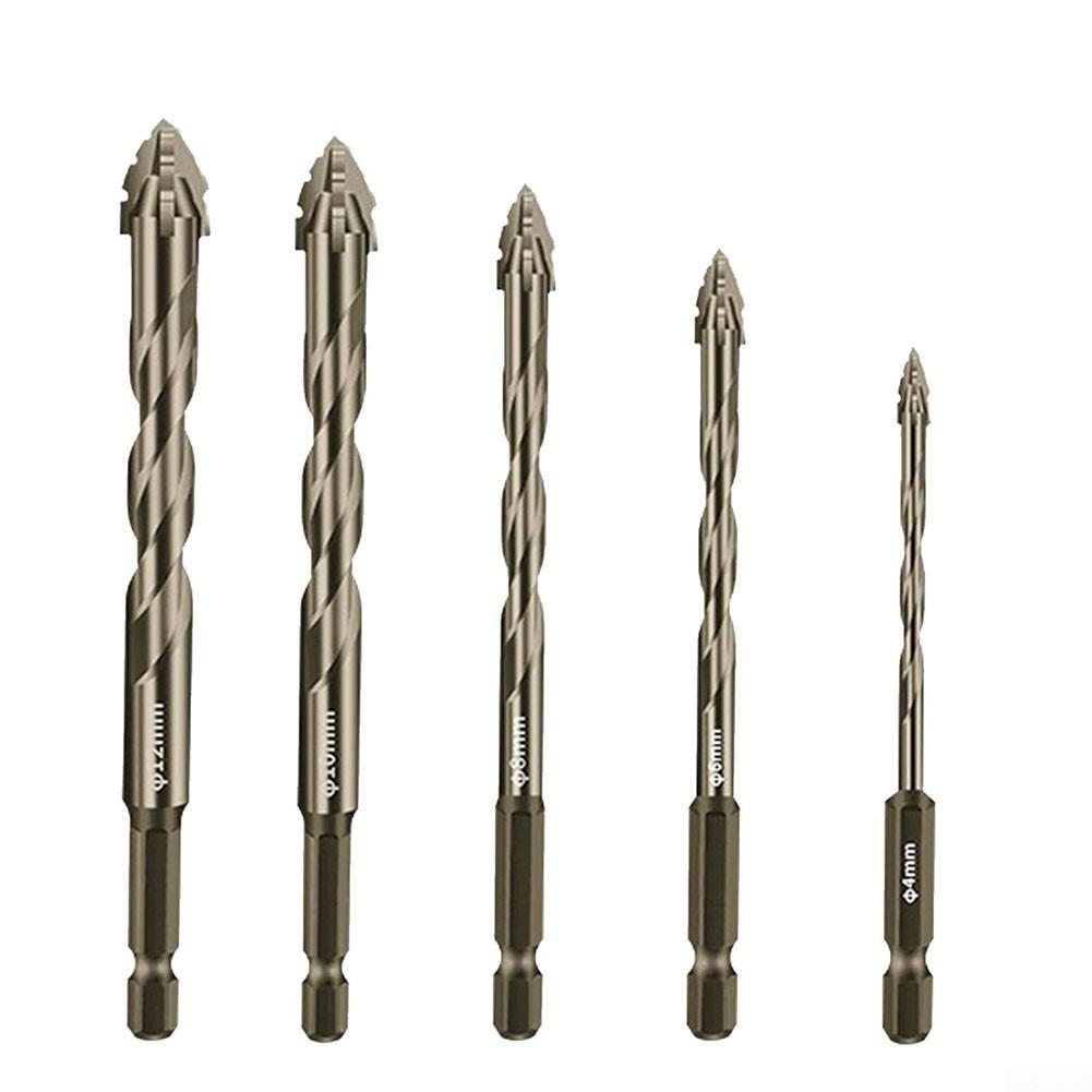 5pcs Eccentric Drill Bit,4 Edge Masonry Drill Bits Set,For Concrete Glass Brick.