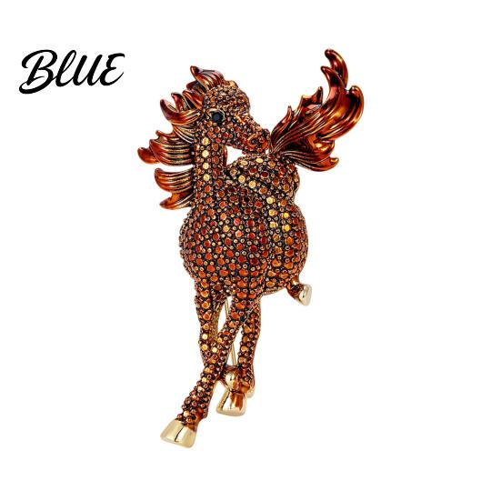 Romantic Horse Jewelry Gift Retro Style Brooch Sparkling Rhinestones Inlaid