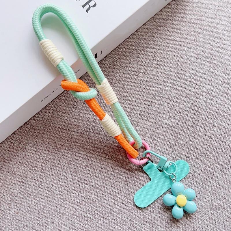 Y2k Korea Ctue Flower Candy Color Phone Lanyard Simplicity Short Phone Strap Pearl Style Phone Chain Bracelet Phone Accessories