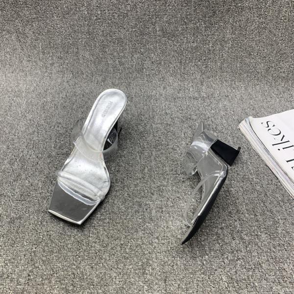 Fashion Shoes Slippers Heels Loafers Jelly Slides Square Toe Rubber Flip Flops High Transparent Summer Hawaiian Square Toe Slippers Wome