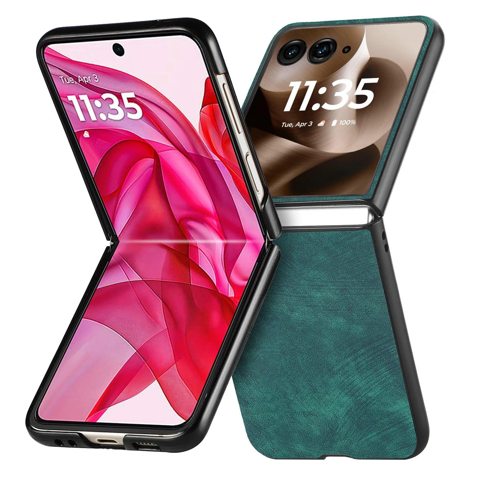

Motorola Razr 60 50 40 Ultra Retro Leather Phone Case - Shockproof Fall Prevention Cover for Moto Razr 60 50 40 Models Motorola Razr 40 Ultra зелений