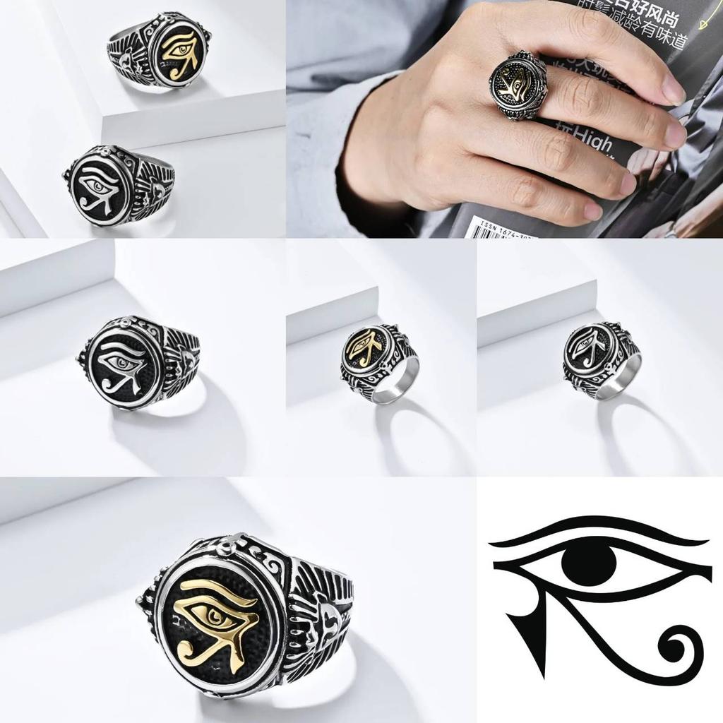 Ring Horus Eye Ancient Egypt Egyptian Symbol Pharaoh Protection Amulet Talisman Health Men Women Stainless Steel Jewelry Gifts