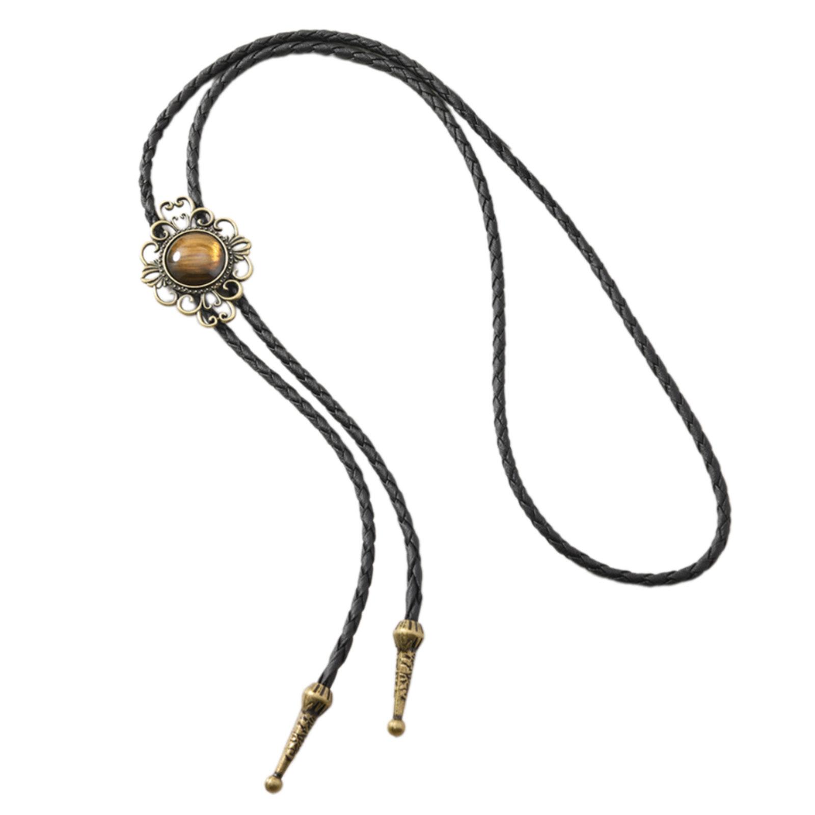 

Tribal Design Alloy Pendant Necklace Adjustable PU Leather Cord Chain Jewelry For Music Festival Outfits And Daily Wear золотой
