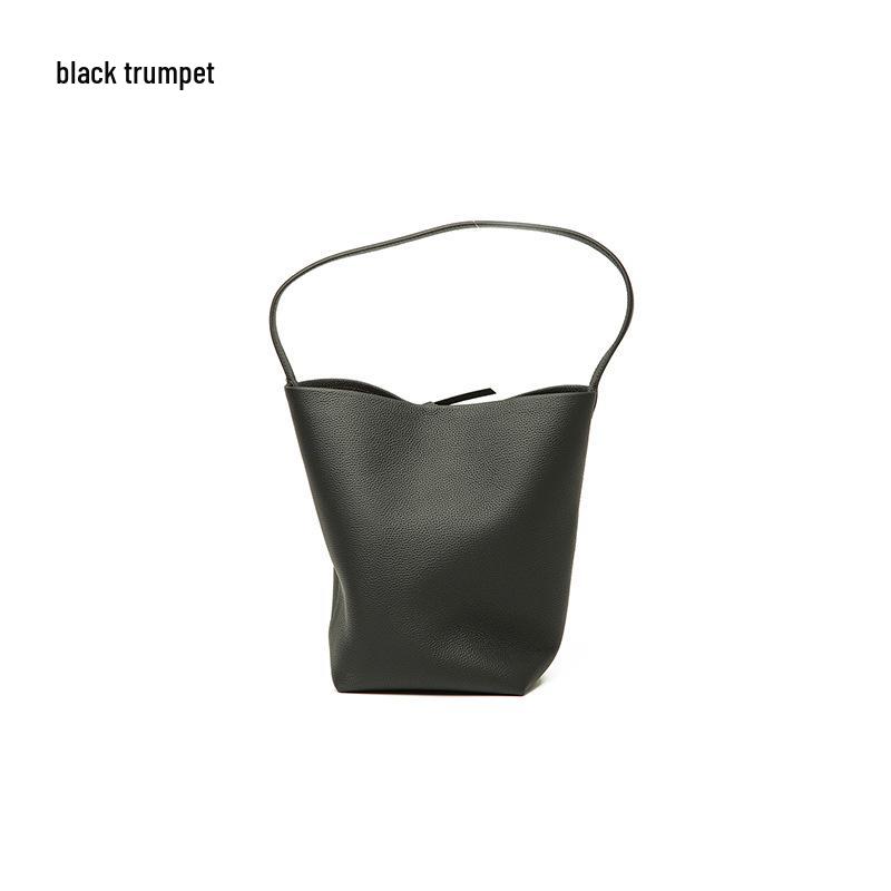 

Genuine Leather Women s Large Capacity Tote Bag - 2026 Casual Single Shoulder Cowhide Commuting Bucket Bag.
