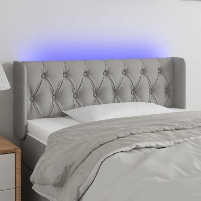 VidaXL Tête de Lit à LED Meuble de Chambre à Coucher Accessoire de Lit Simple Tête de Cadre de Lit Intérieur Gris Clair 3123562