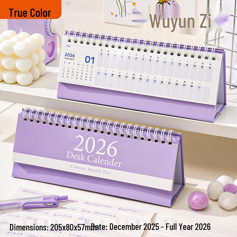 2026 Niedlicher Cartoon-Tischkalender: Studentenplaner & Stempeluhr Monatlicher Mini-Desktop Büroornament