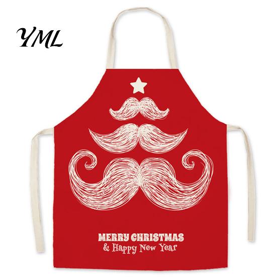 Festive Snowman Cooking Accessory Christmas Apron, Santa Claus/Elk/Gingerbread Man/Snowman Print Bib, Waterproof Non-woven Fabric Party Decoration