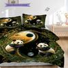 Panda Pattern Bedding Quilt Set Quilt Cover Pillowcase Home Decoration Birthday Gift (1 * Duvet Cover + 2 * Pillowcase, Without Core)