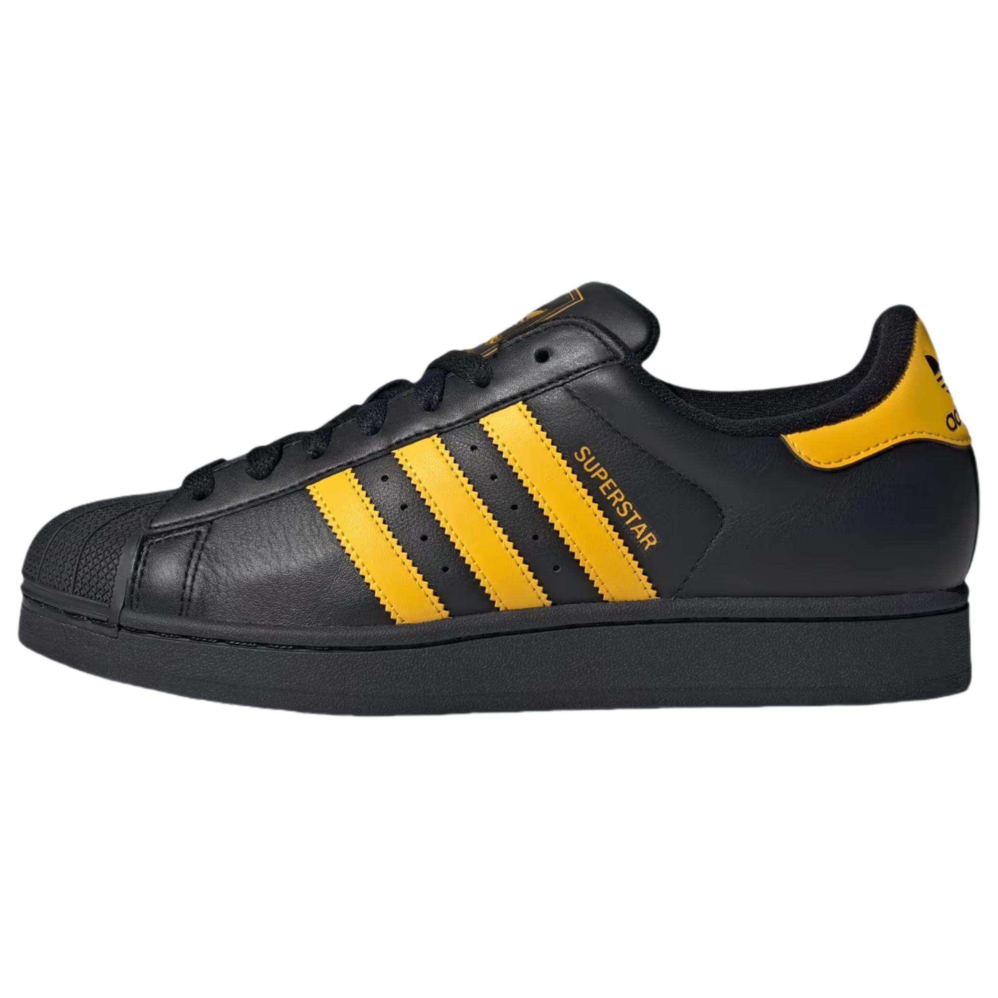 Adidas Originals SUPERSTAR Leather Low top Skateboard Shoes Unisex Black Yellow JQ4727 41⅓