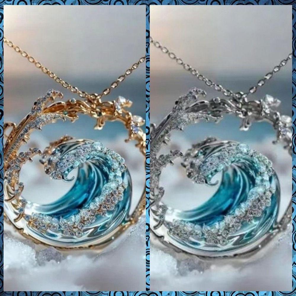 Elegante Collana con Ciondolo Onda Stile Oceano Vuota Leggero Lusso Giuramento Marino Collana Creativa Choker Gioielli Spindrift Regali per le Feste