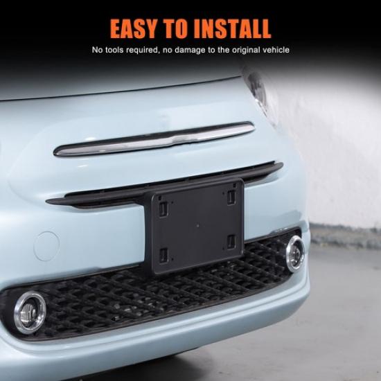 Replacement ABS Black Car Front Bumper License Plate Holder For Fiat 500 2016-25