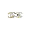 CHANEL [24S new product] new golden square rhinestone double spelled double C stud earrings