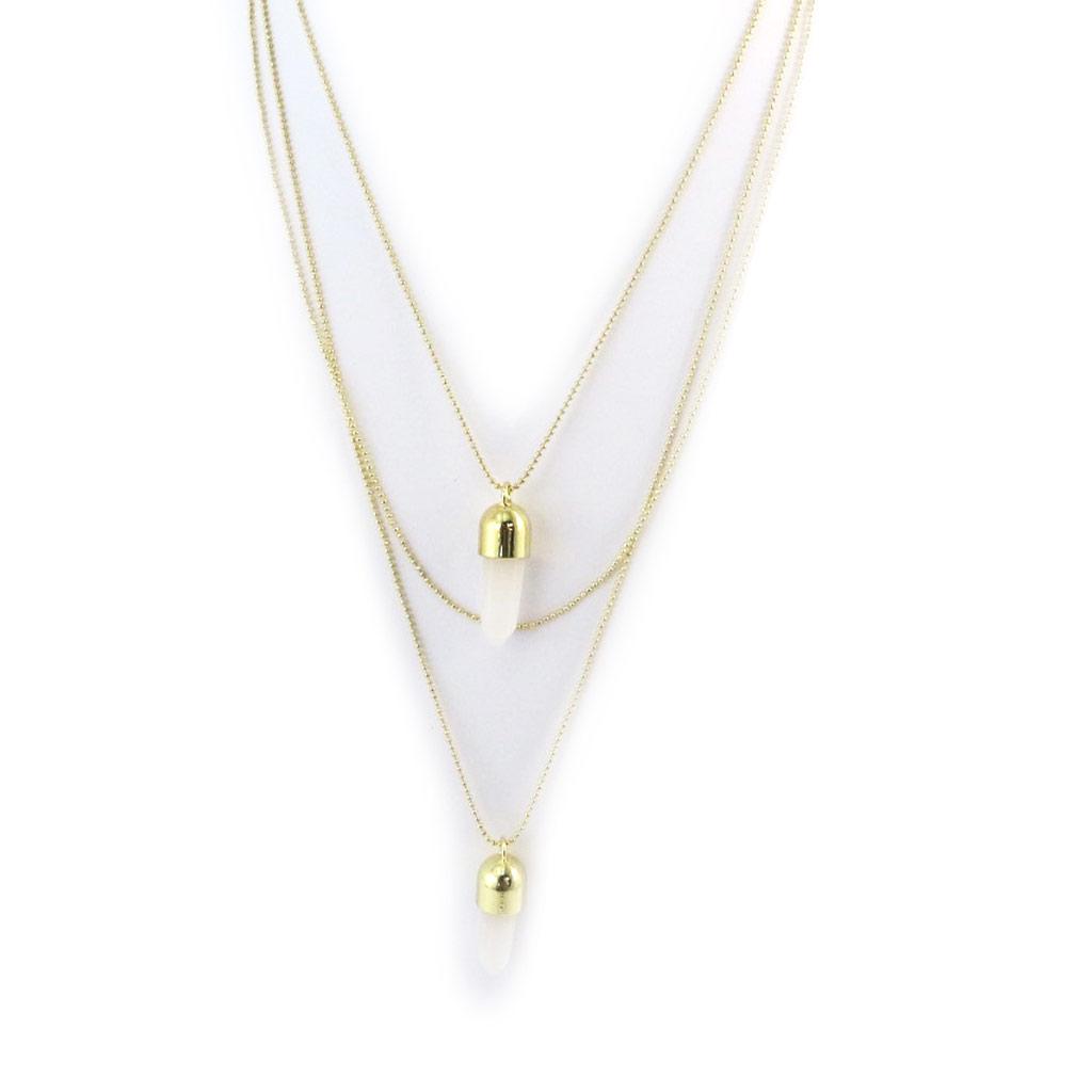 Les Trésors De Lily [N4088] - Collier sautoir 'Scarlett' blanc doré (3 rangs)