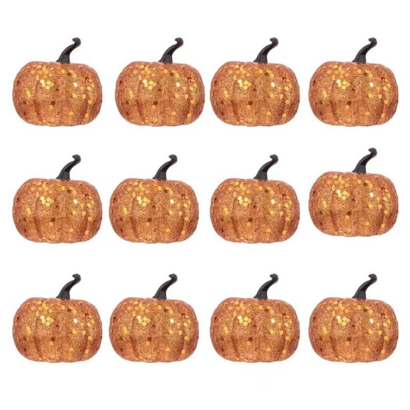 12Pcs Artificial Pumpkins Vegetable Photography Props for Fall Halloween Thanksgiving Porch Holiday Party Decorations