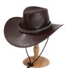 Men's and Women's PU Leather Denim Hat Bohemian Fashion Metal Rhombus Nail Belt Denim Hat Vacation Gift