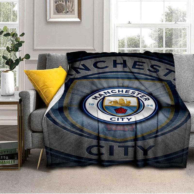 Couverture imprimée City Football Club Couvertures douces en flanelle pour canapé lit Cadeaux pour hommes femmes Couverture de pique-nique Cadeaux de Noël