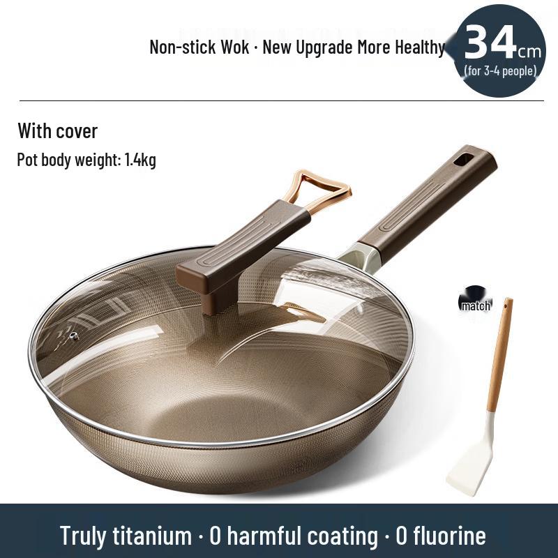 

ZISIZ Titanium Non-stick Wok with Lid and Spatula