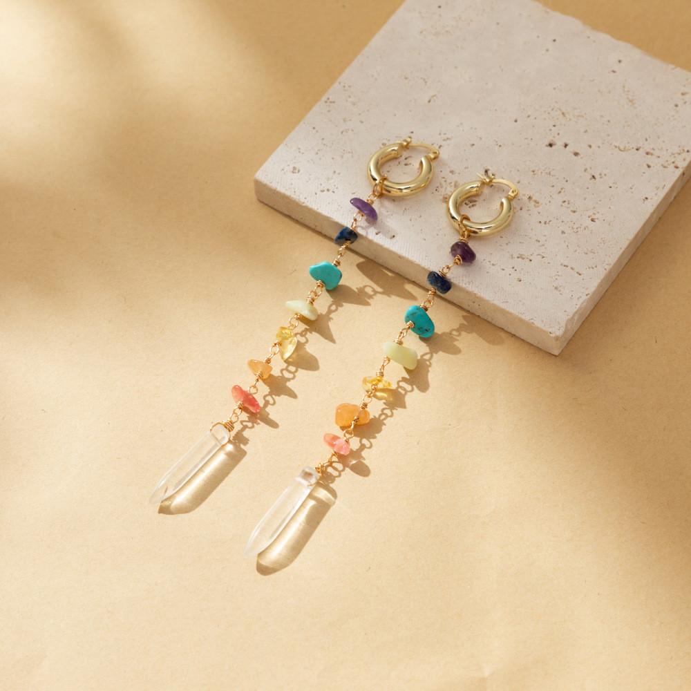 Stylish 2023 Fall Fashion Colorful Irregular Natural Stone Earrings For Urban Women