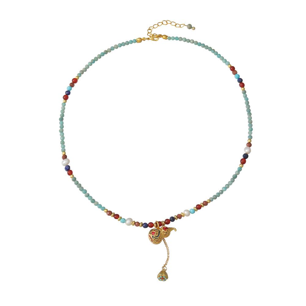GEMCHIC Women s Vintage Natural Stone Beaded Tassel Necklace Chinese Style Sweater Chain