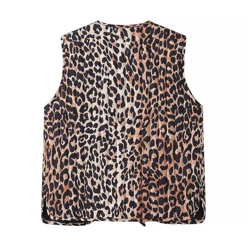 foreign trade wholesale, European and American style French women's clothing fashion design leopard print printed vest