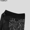 INCERUN Men Print Gothic Pleated Apron Style Irregular Layers Skirt Pants