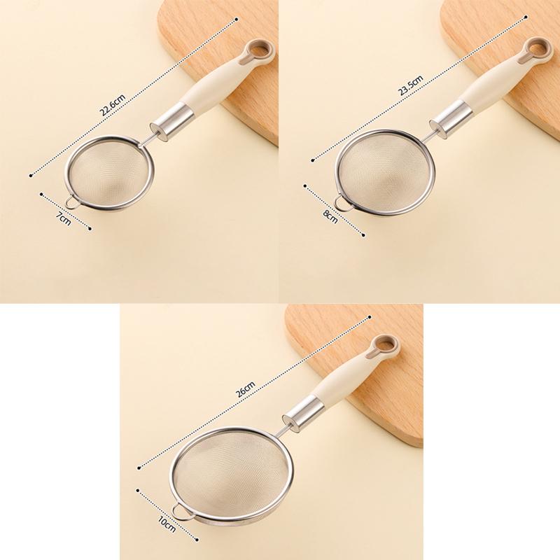 1/3Pcs 304 Stainless Steel Fine Mesh Strainer Flour Sieve Juice Filter Colander With Plastic Handle Oil Strainer Spoon