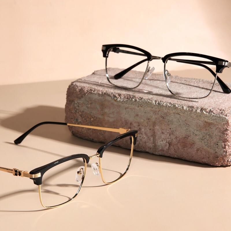 Women s Fashion Daily Gold-Rimmed Glasses 6500 Black Gold